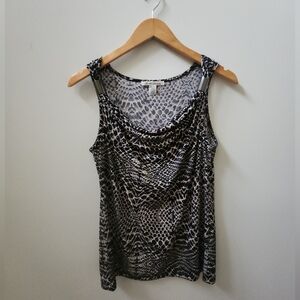 Kenneth Cole New York Snake Print Draped Neck Tank Small Hardware Shoulder Top